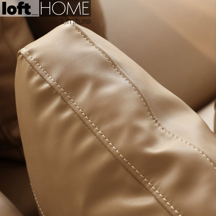 Modern genuine leather 1 seater sofa tara in panoramic view.