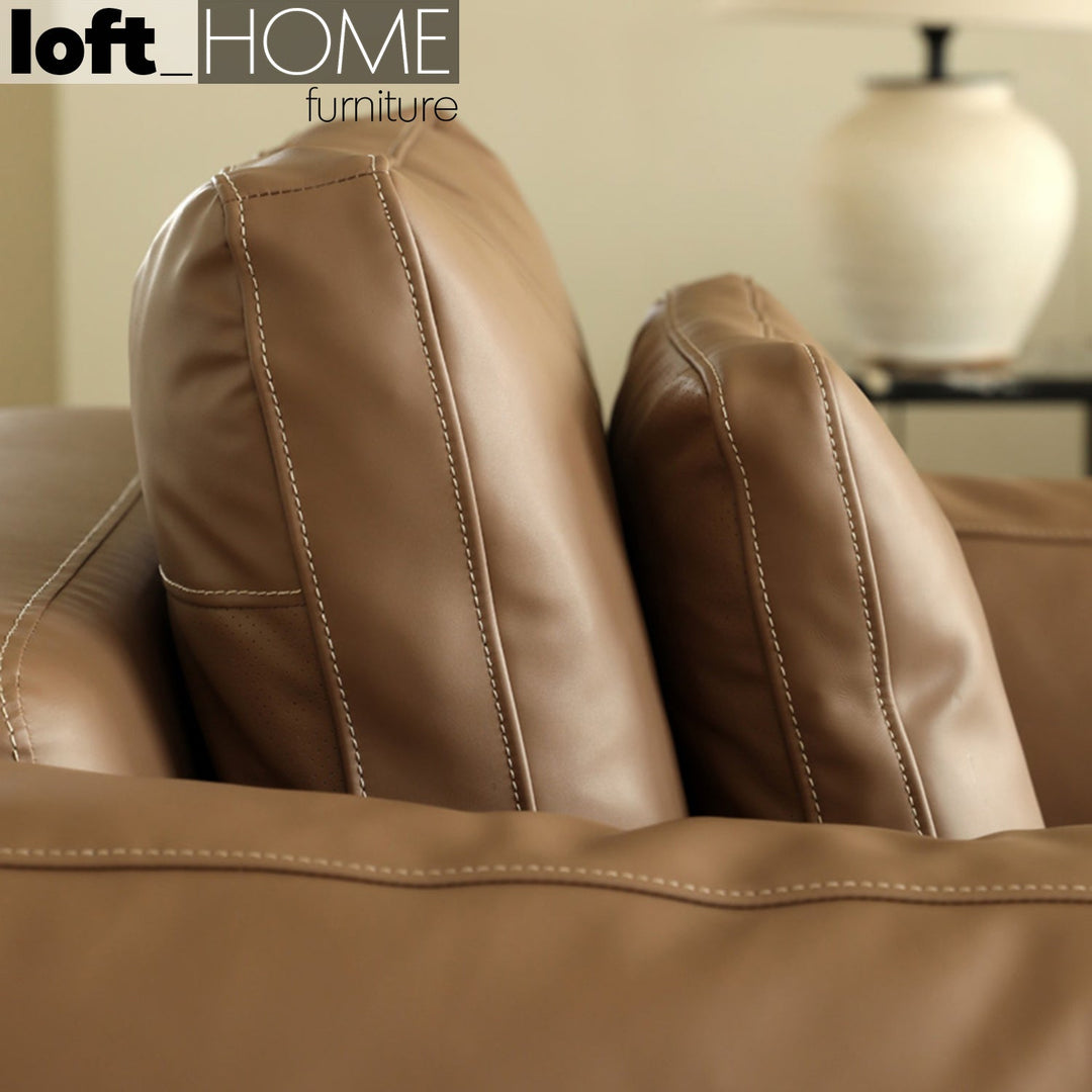 Modern genuine leather 1 seater sofa tara in still life.