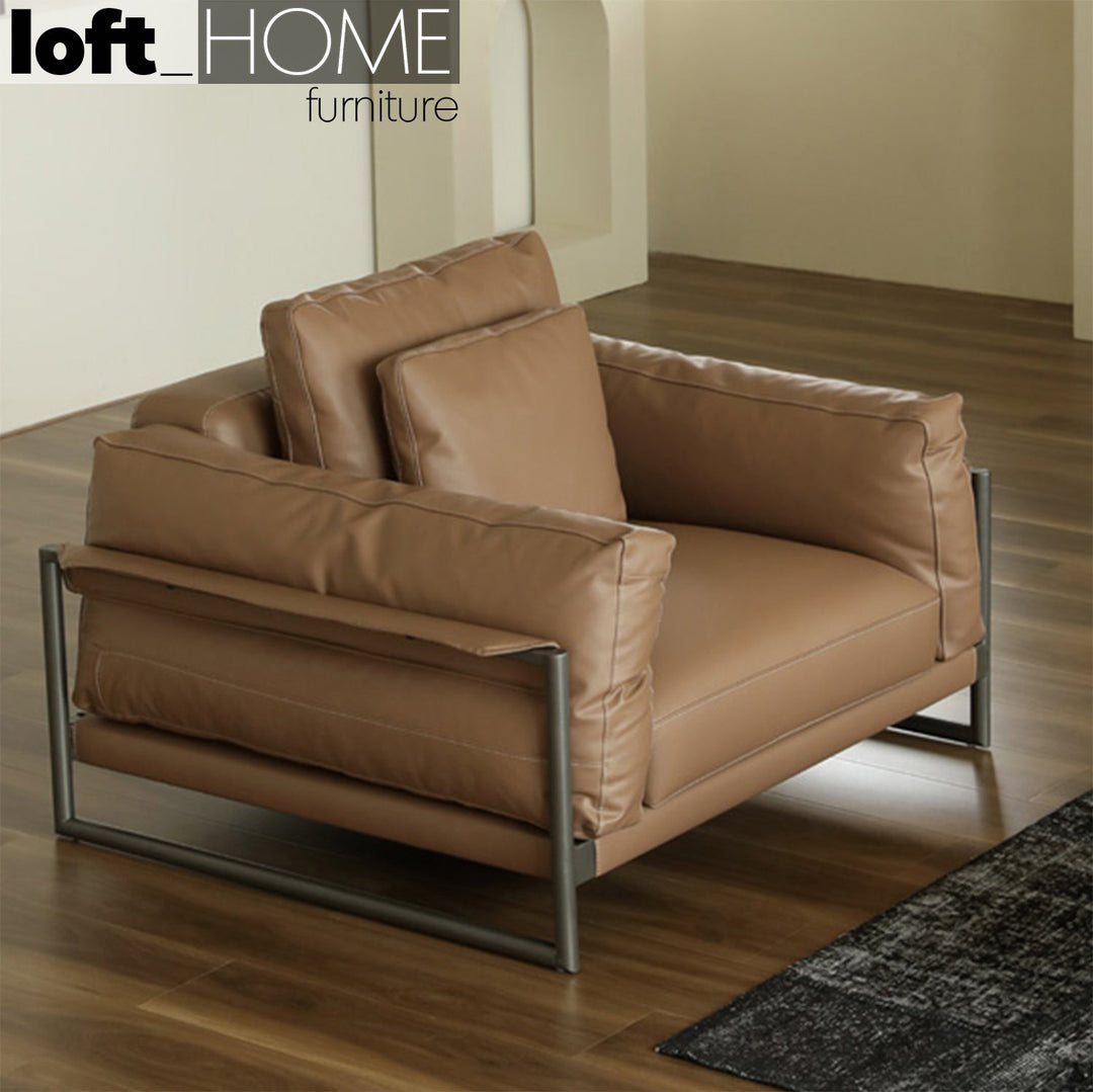Modern genuine leather 1 seater sofa tara color swatches.