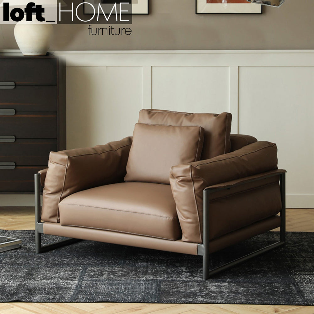 Modern genuine leather 1 seater sofa tara primary product view.