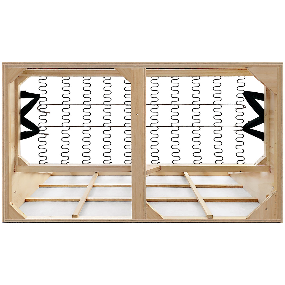 Modern genuine leather 2 seater sofa bed linea in still life.