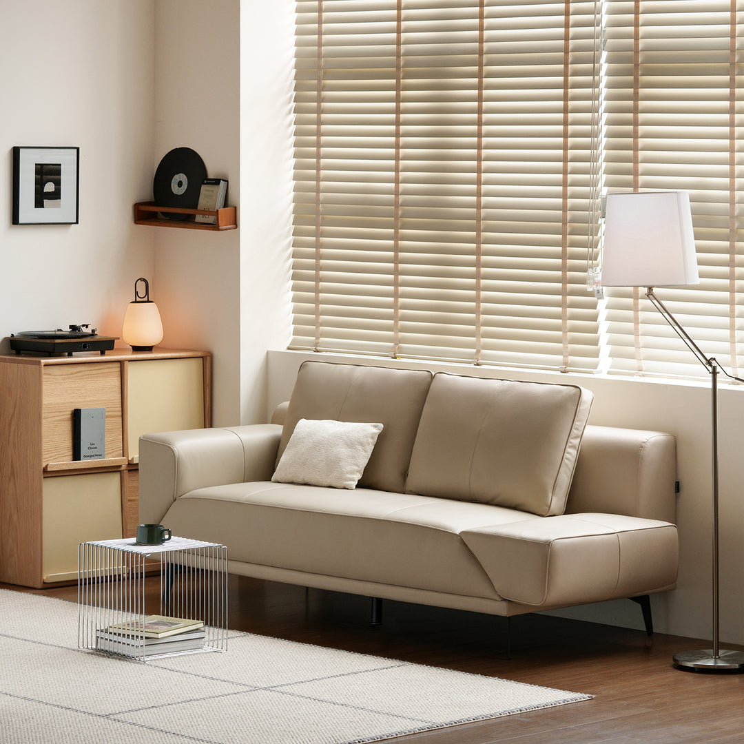 Modern genuine leather 2 seater sofa bed linea material variants.