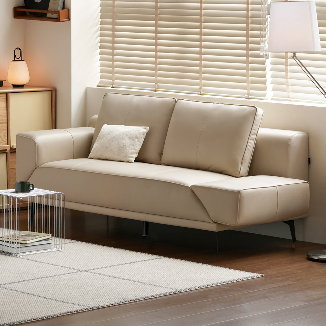 Modern genuine leather 2 seater sofa bed linea with context.