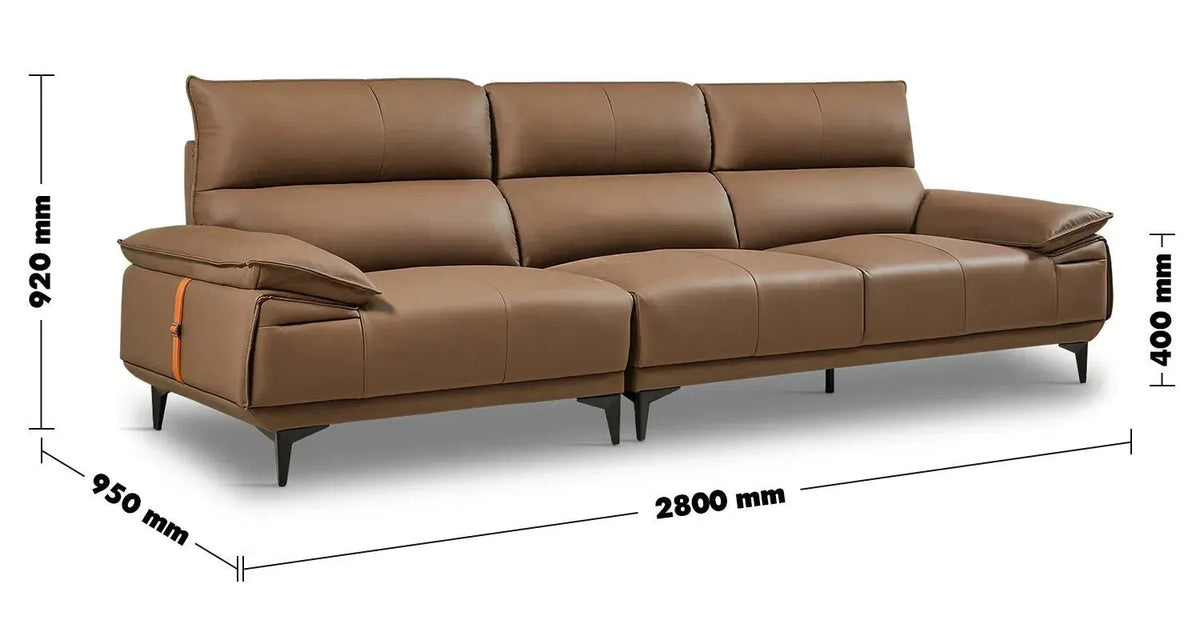 Modern genuine leather 3 seater sofa kuka size charts.