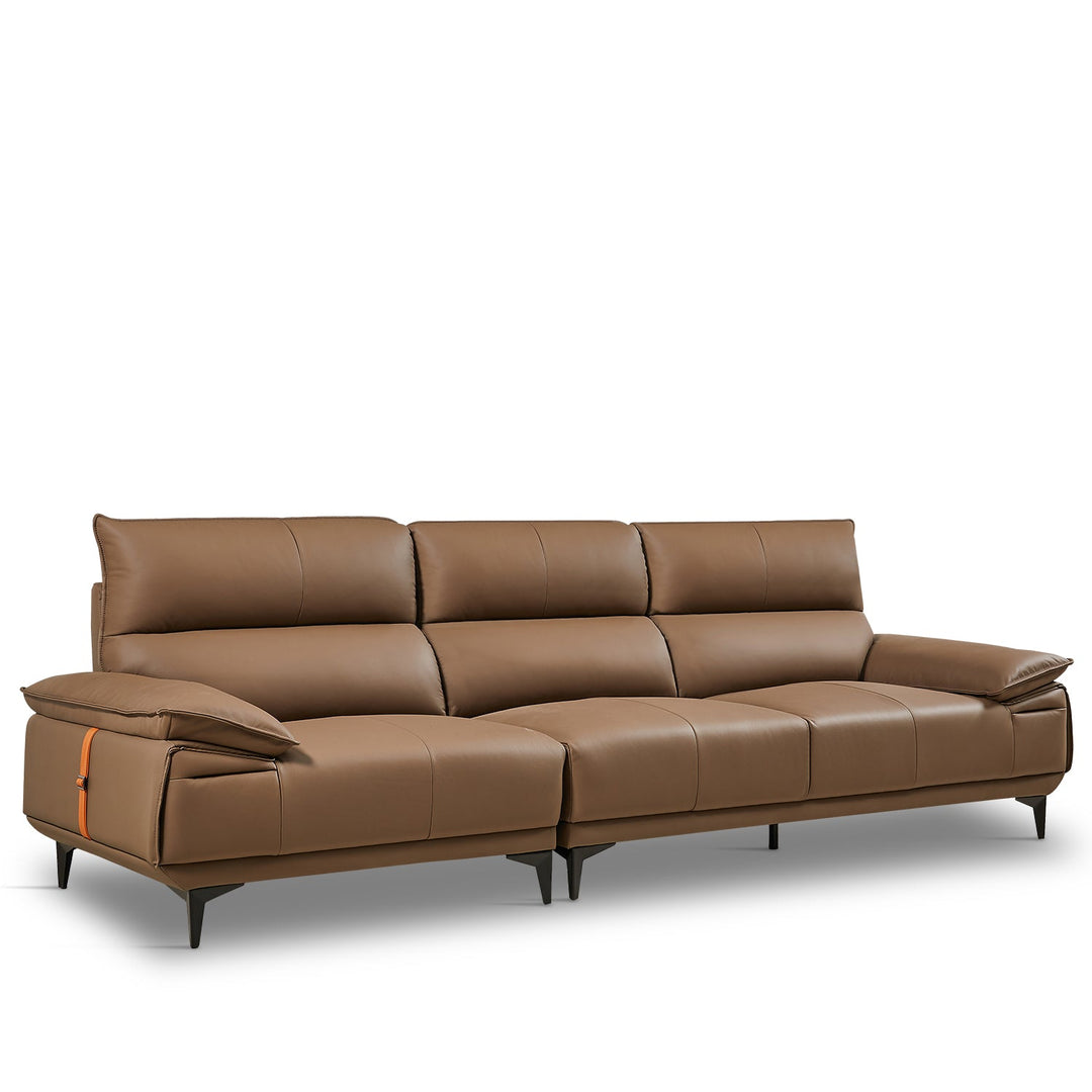 Modern genuine leather 3 seater sofa kuka in white background.