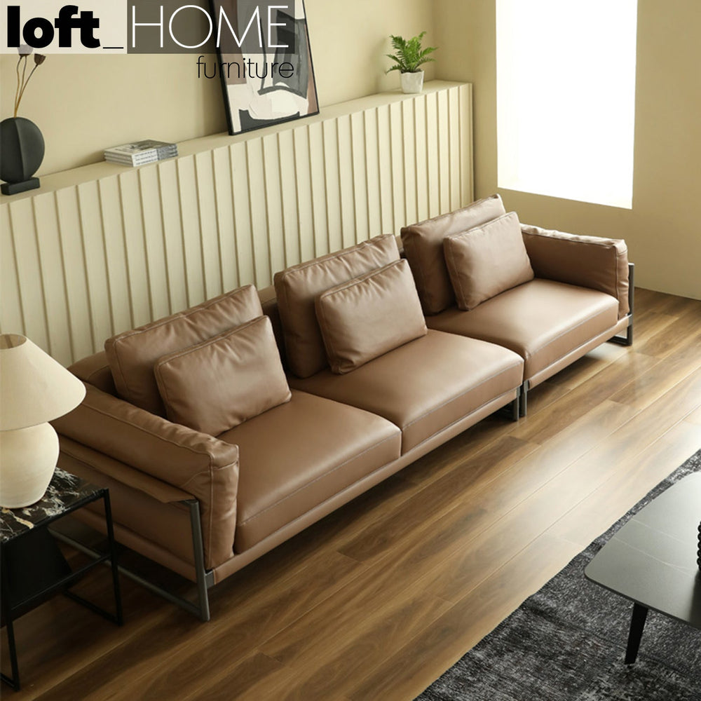 Modern genuine leather 4 seater sofa tara primary product view.