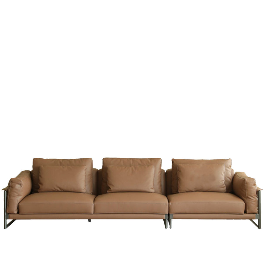 Modern genuine leather 4 seater sofa tara in white background.