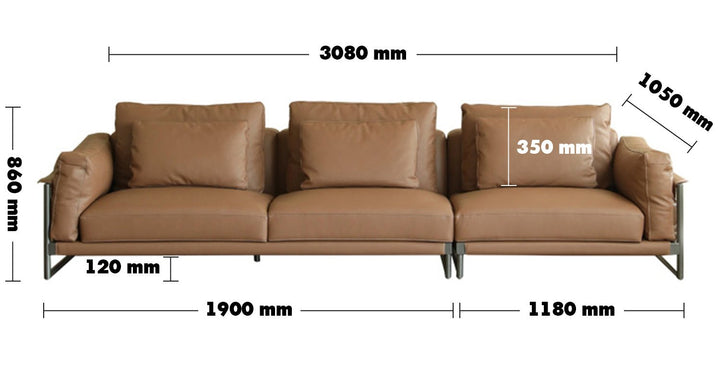 Modern genuine leather 4 seater sofa tara size charts.