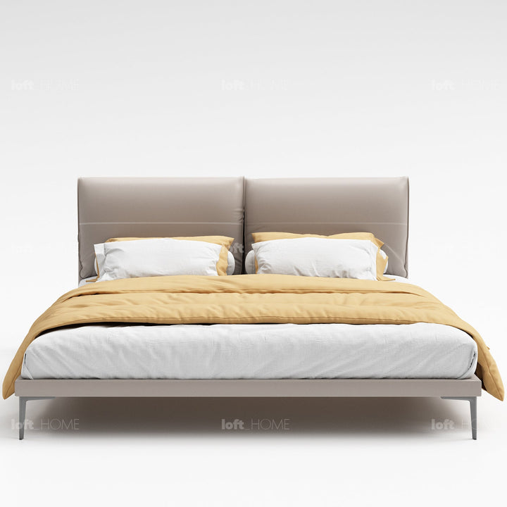 Modern genuine leather bed deon layered structure.