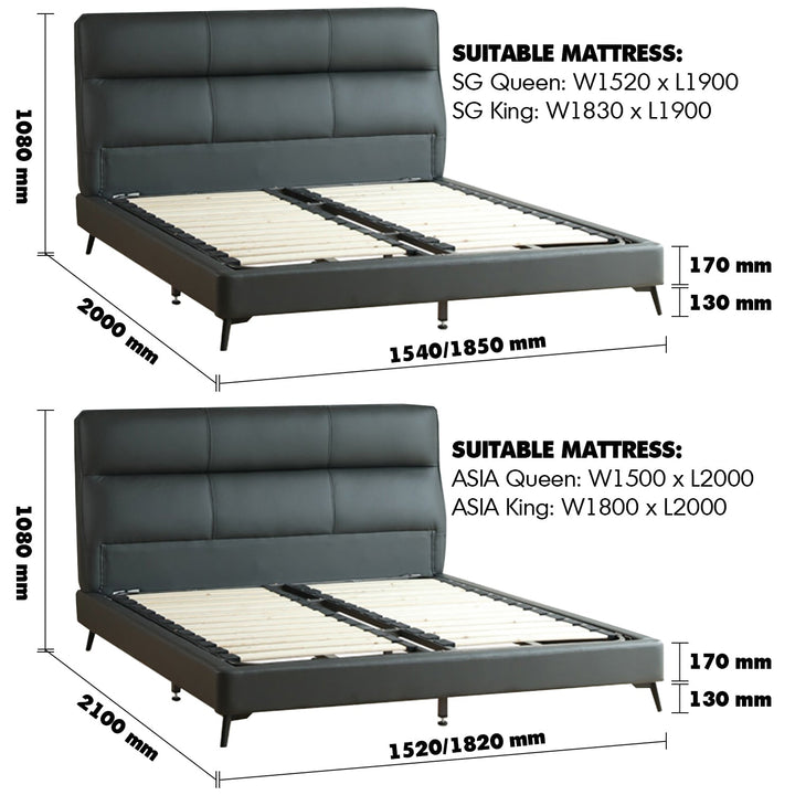 Modern genuine leather bed olso size charts.