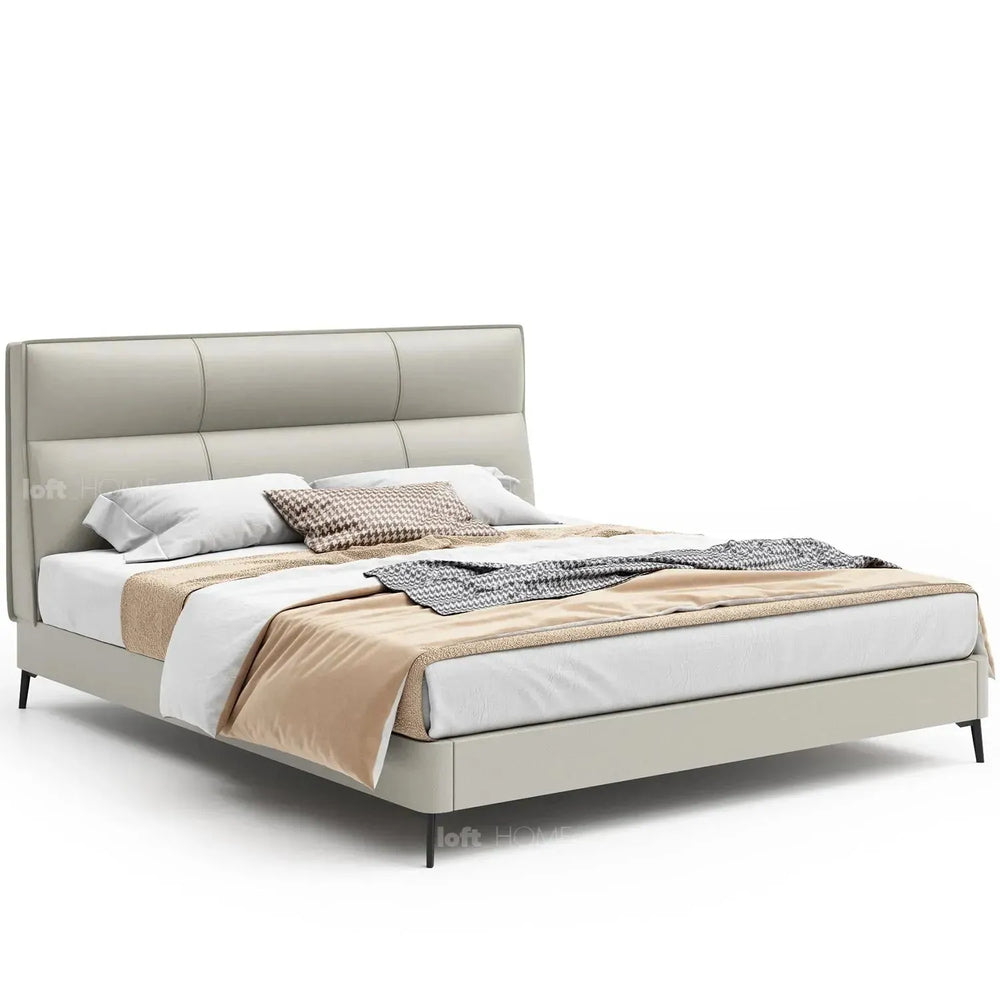 Modern genuine leather bed olso in white background.