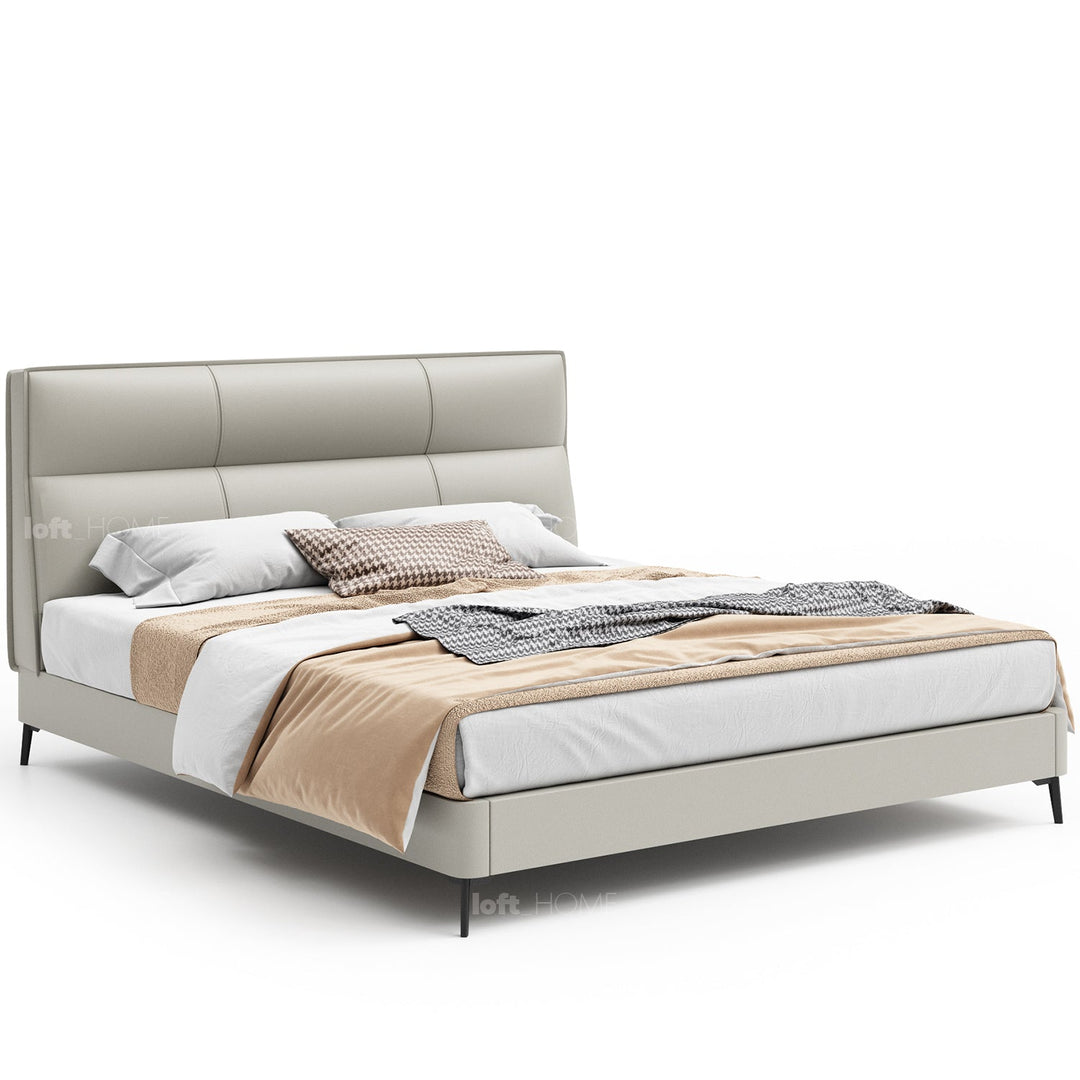 Modern genuine leather bed olso in white background.