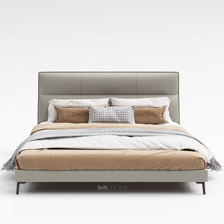 Modern genuine leather bed olso in close up details.