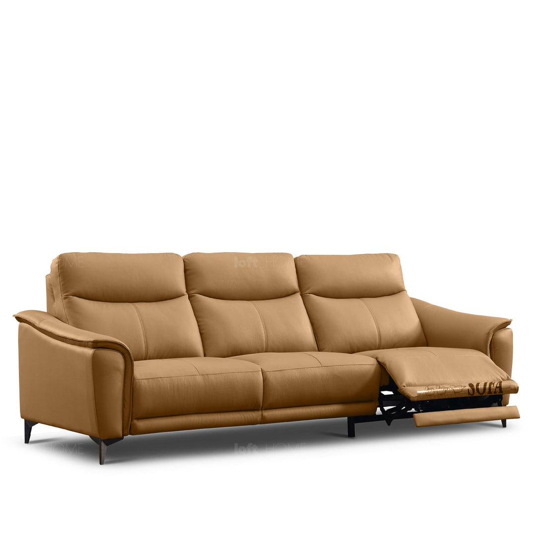 Modern genuine leather electric recliner 3 seater sofa carlos in real life style.