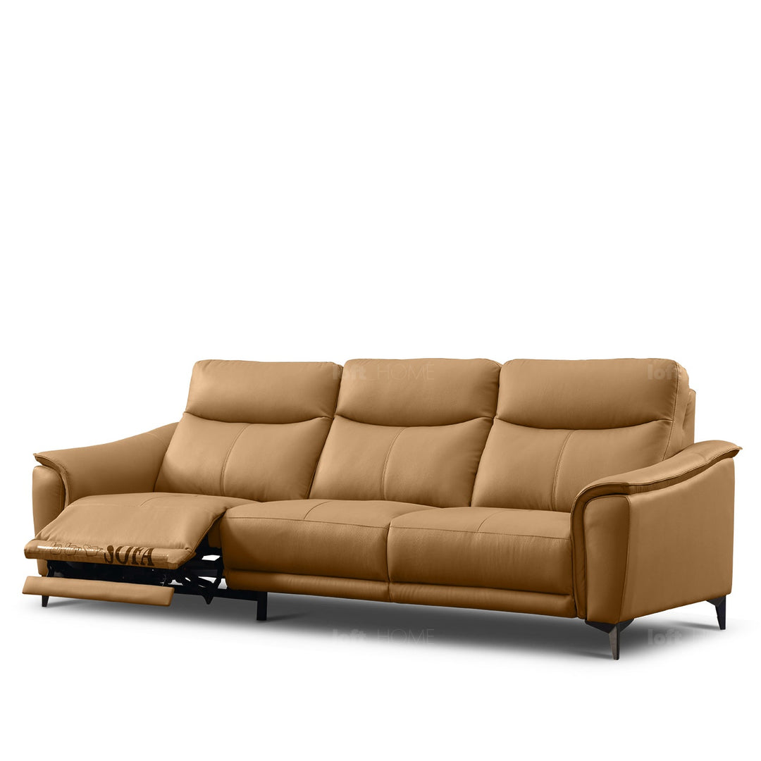Modern genuine leather electric recliner 3 seater sofa carlos in still life.