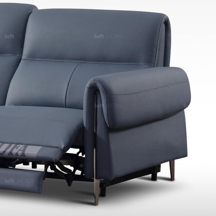 Modern genuine leather electric recliner 3 seater sofa cheers in panoramic view.