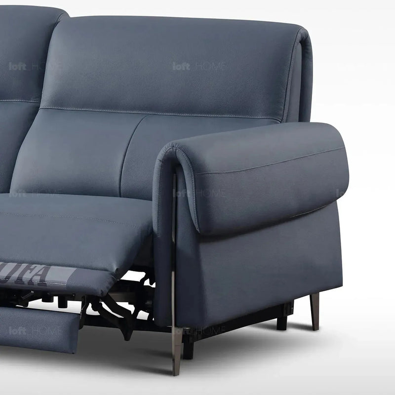 Modern genuine leather electric recliner 3 seater sofa cheers in panoramic view.