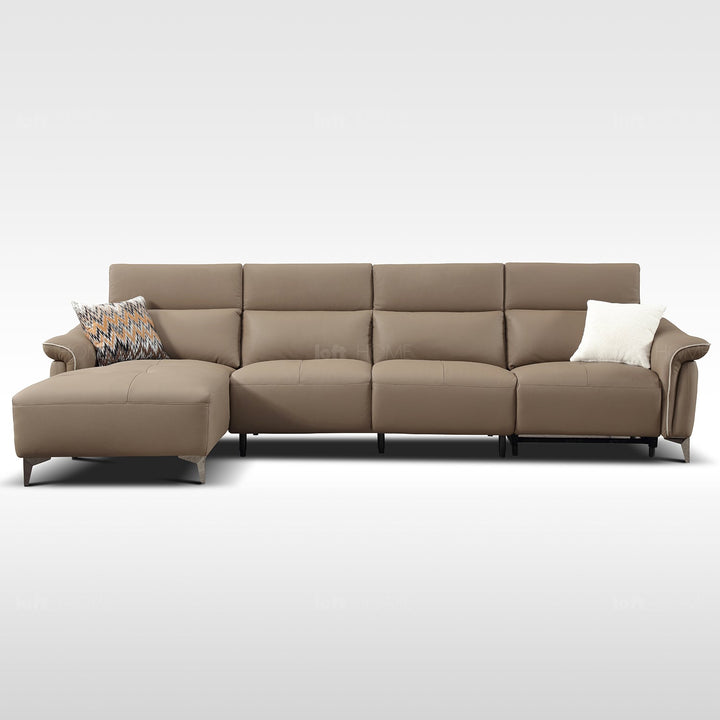 Modern genuine leather electric recliner l shape sectional sofa zeus 3+l material variants.