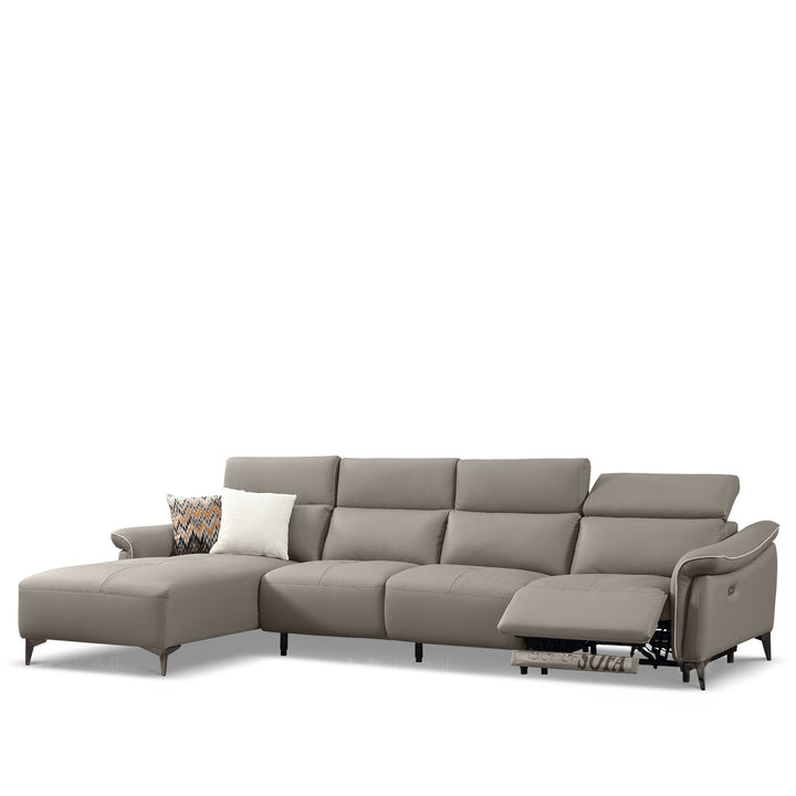 Modern genuine leather electric recliner l shape sectional sofa zeus 3+l situational feels.