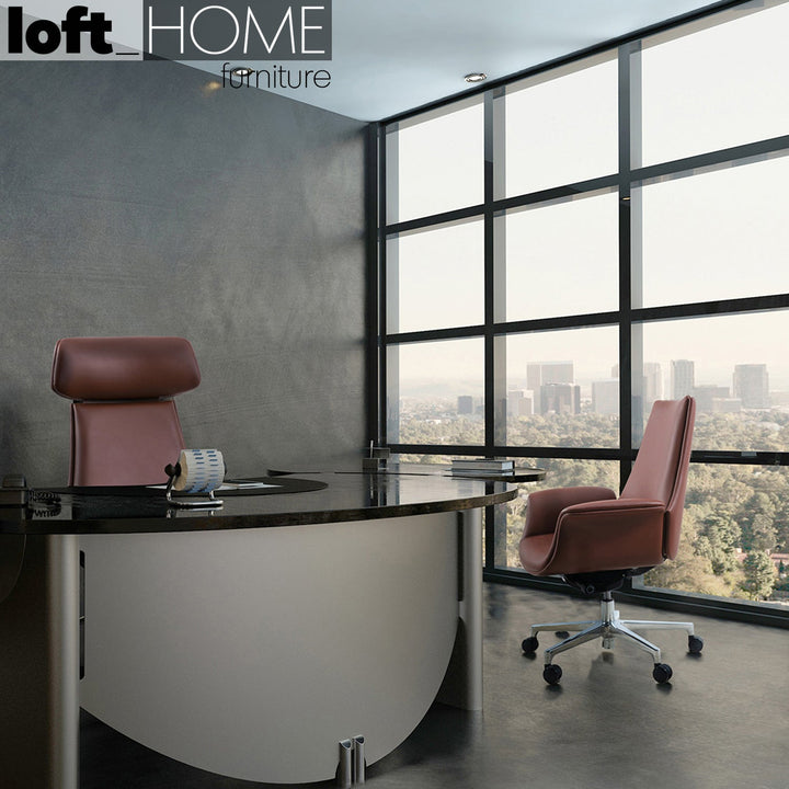 Modern genuine leather office chair chro with context.