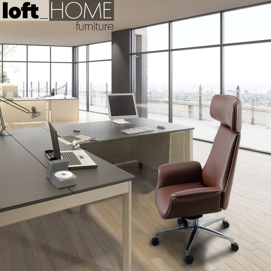 Modern genuine leather office chair chro material variants.