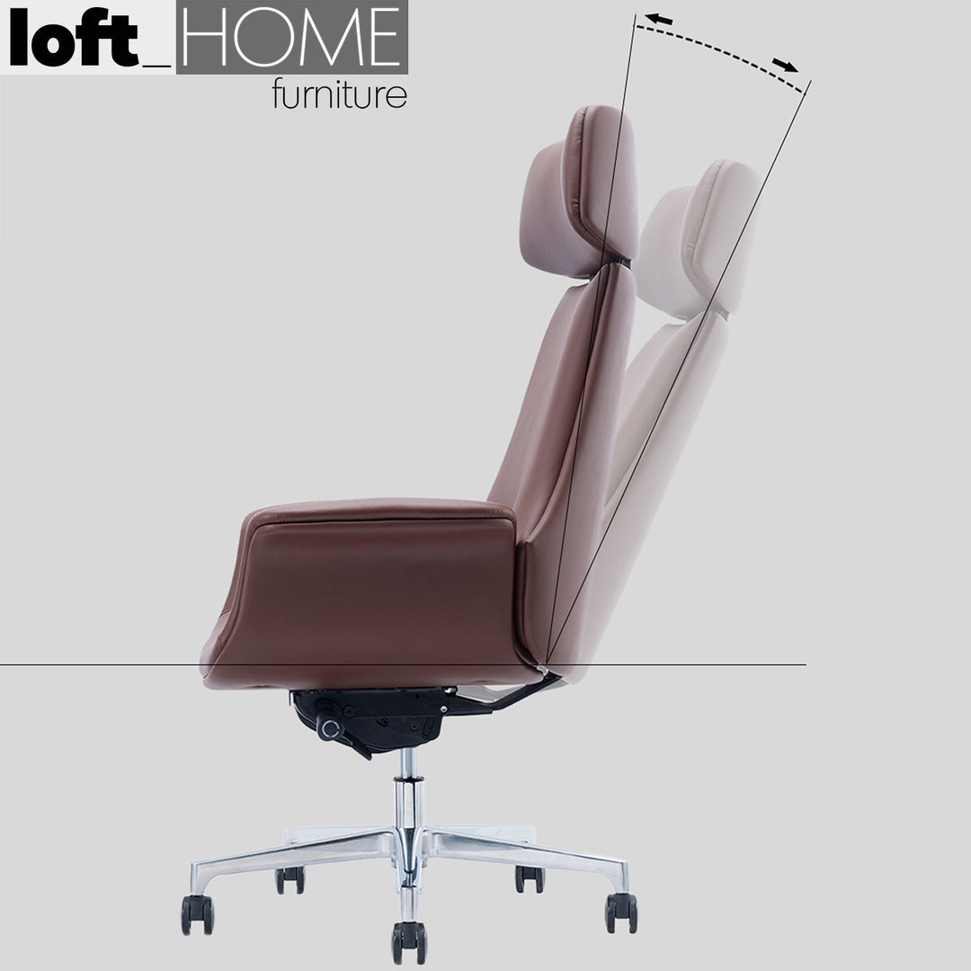 Modern genuine leather office chair chro in details.