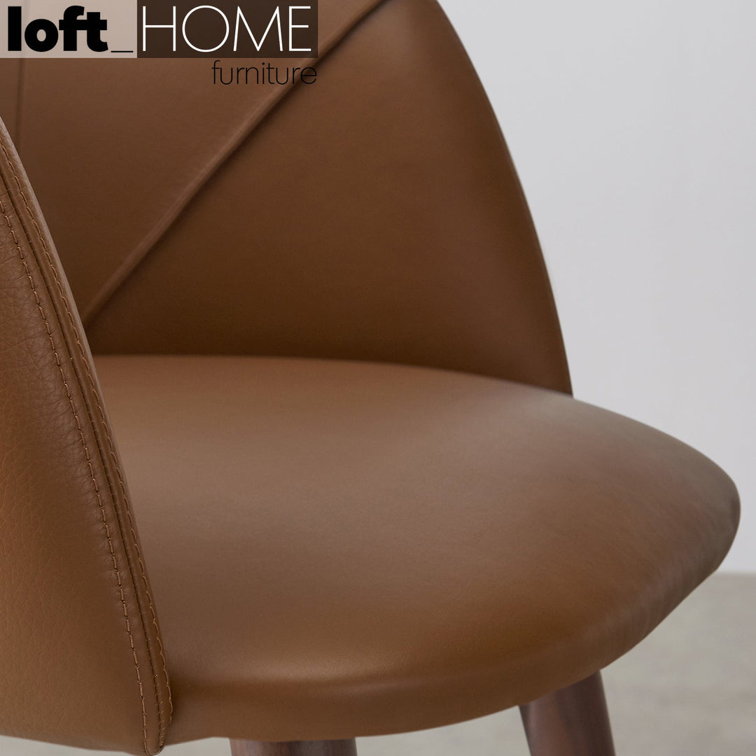 Modern leather armrest dining chair lule arm in details.