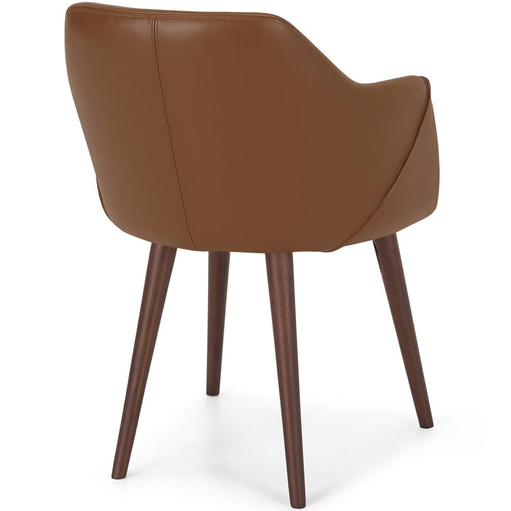 Modern leather armrest dining chair lule arm in panoramic view.