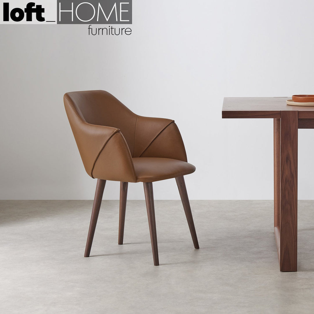 Modern leather armrest dining chair lule arm primary product view.
