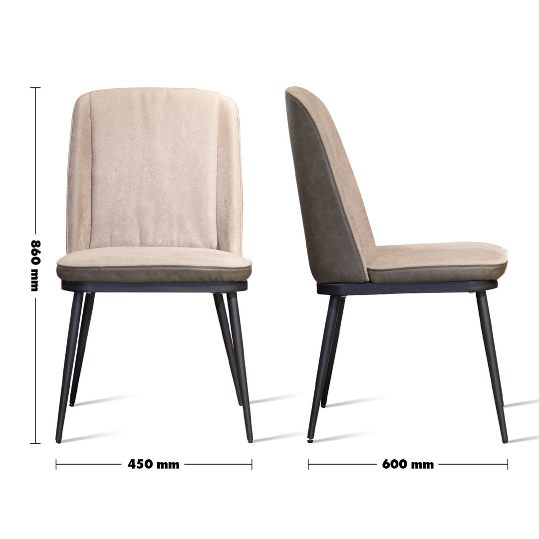 Modern leather dining chair metal man n10 size charts.