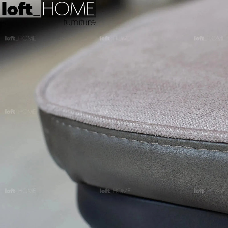 Modern fabric and leather dining chair metal man n10 in close up details.