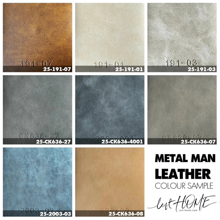 Modern leather dining chair metal man n11 material variants.