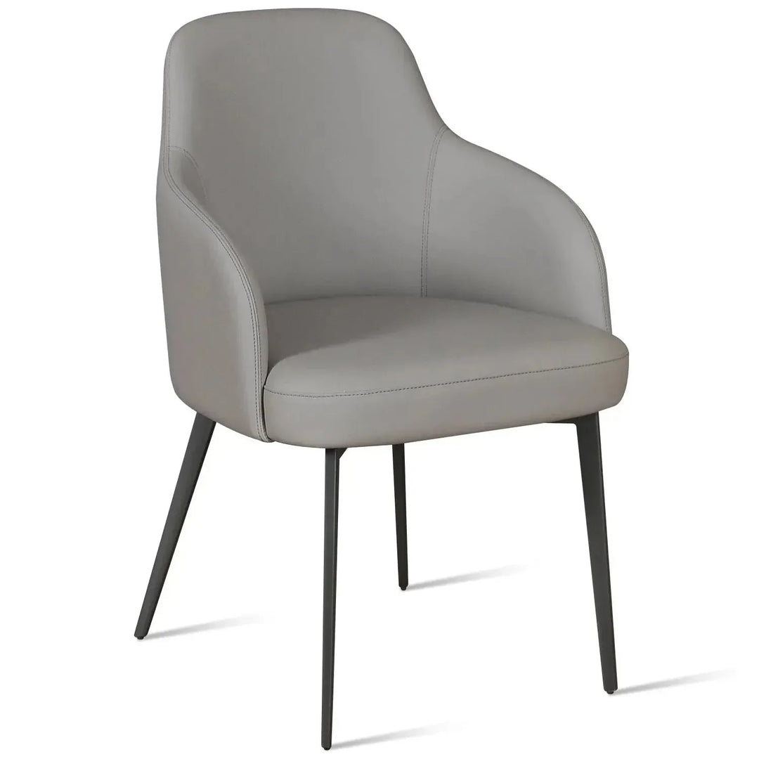 Modern leather dining chair metal man n11 in white background.