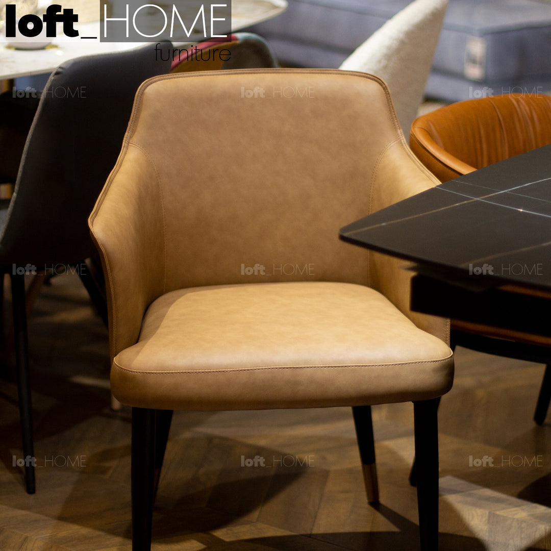 Modern leather dining chair metal man n12 in details.