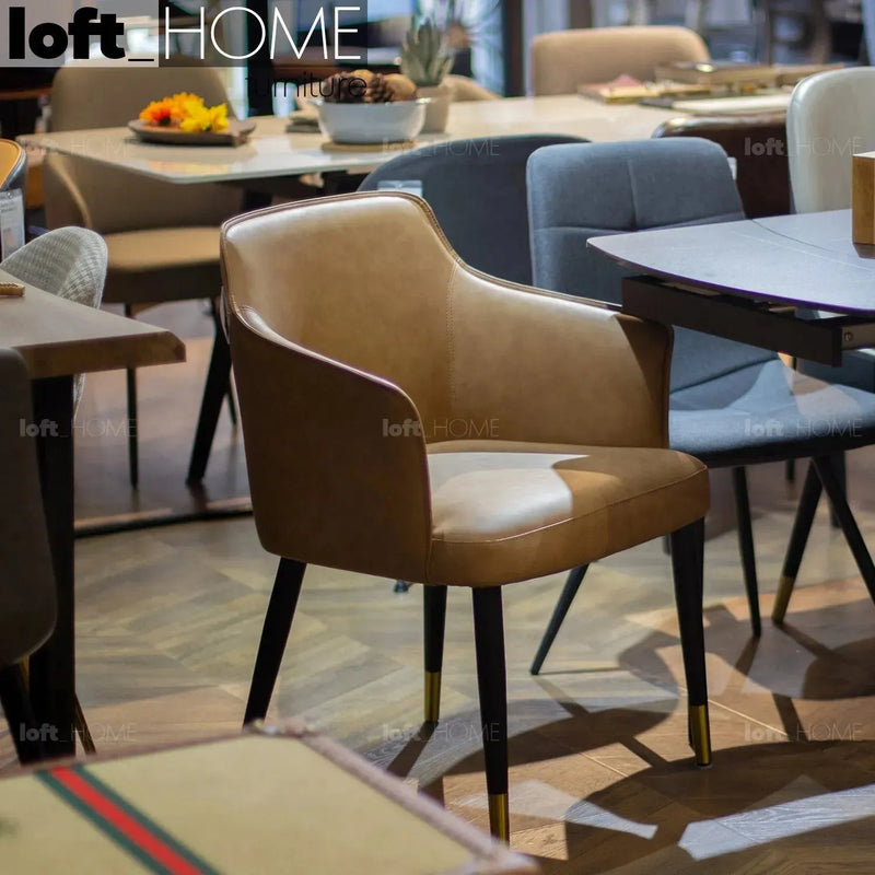 Modern fabric and leather dining chair metal man n12 conceptual design.
