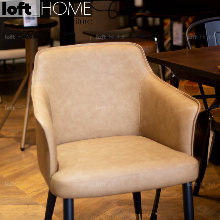 Modern leather dining chair metal man n12 with context.