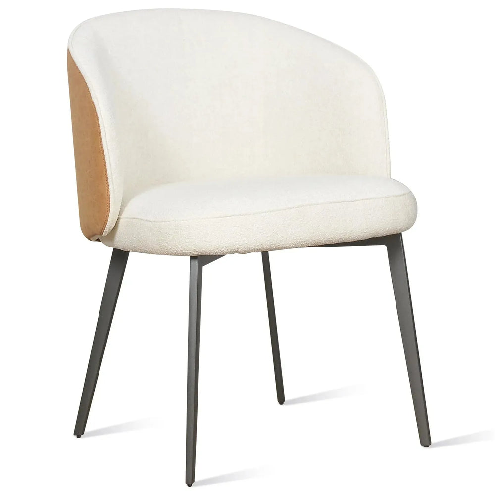 Modern leather dining chair metal man n13 in white background.