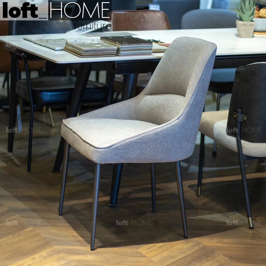 Modern fabric dining chair metal man n14 primary product view.