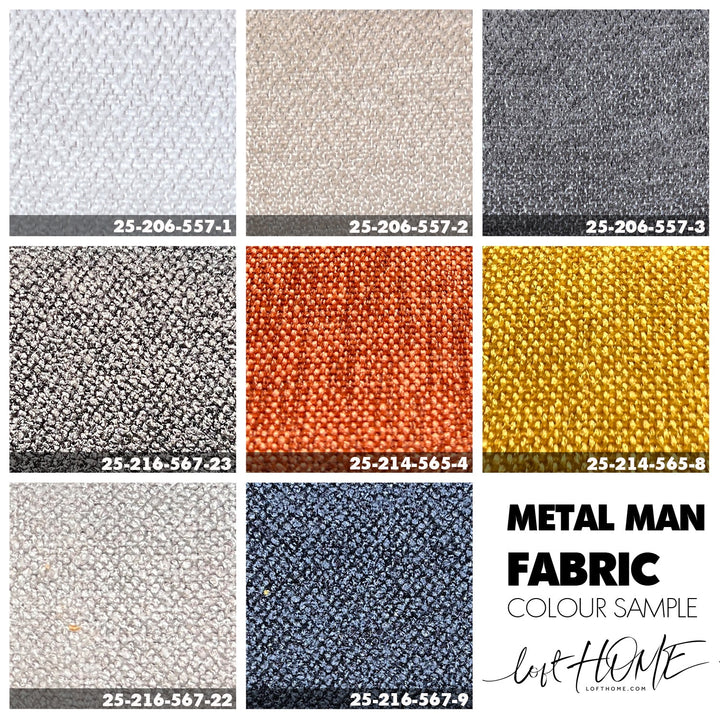 Modern fabric dining chair metal man n14 color swatches.