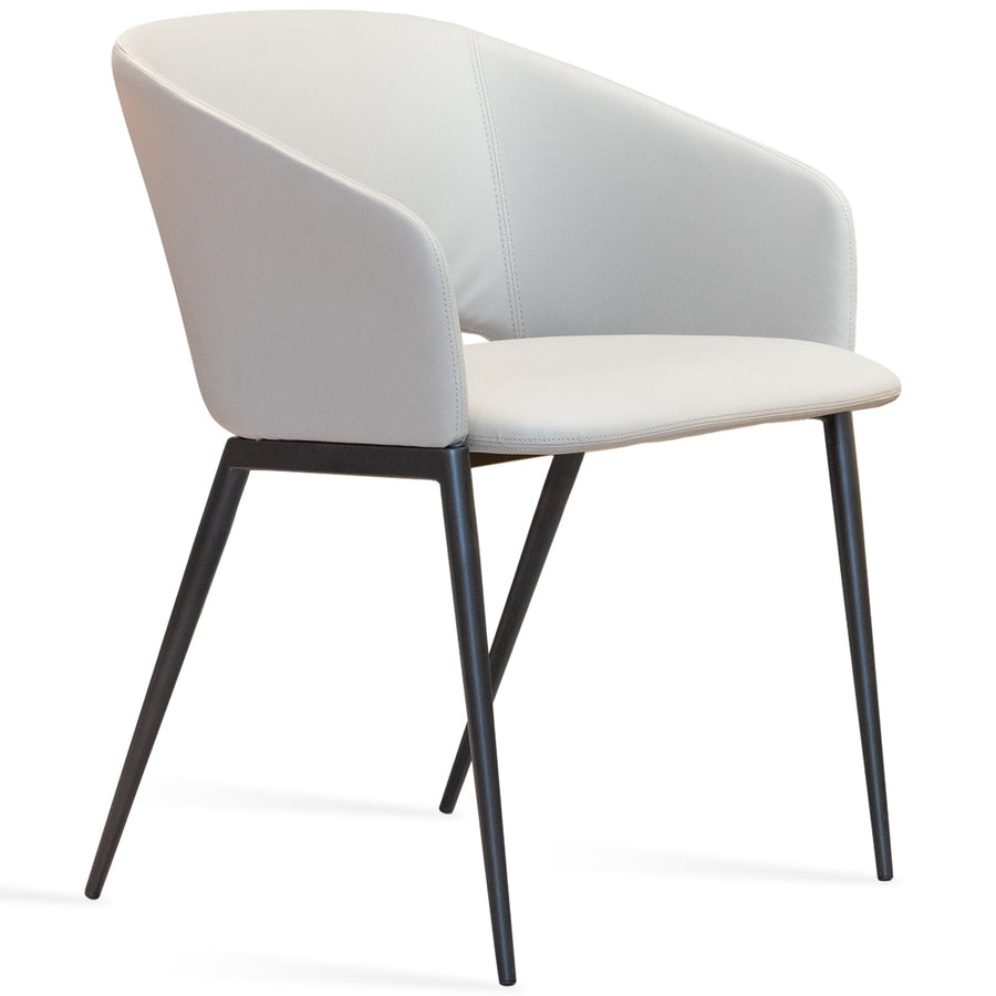 Modern leather dining chair metal man n16 in white background.