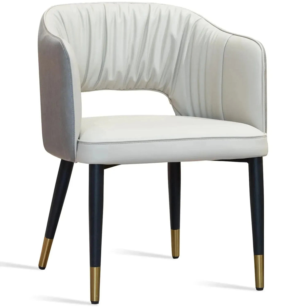 Modern leather dining chair metal man n18 in white background.