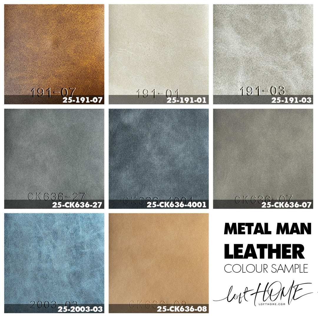 Modern leather dining chair metal man n18 material variants.