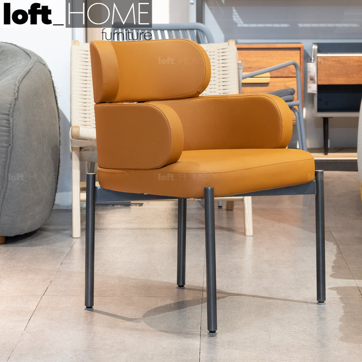 Modern leather dining chair metal man n19 primary product view.