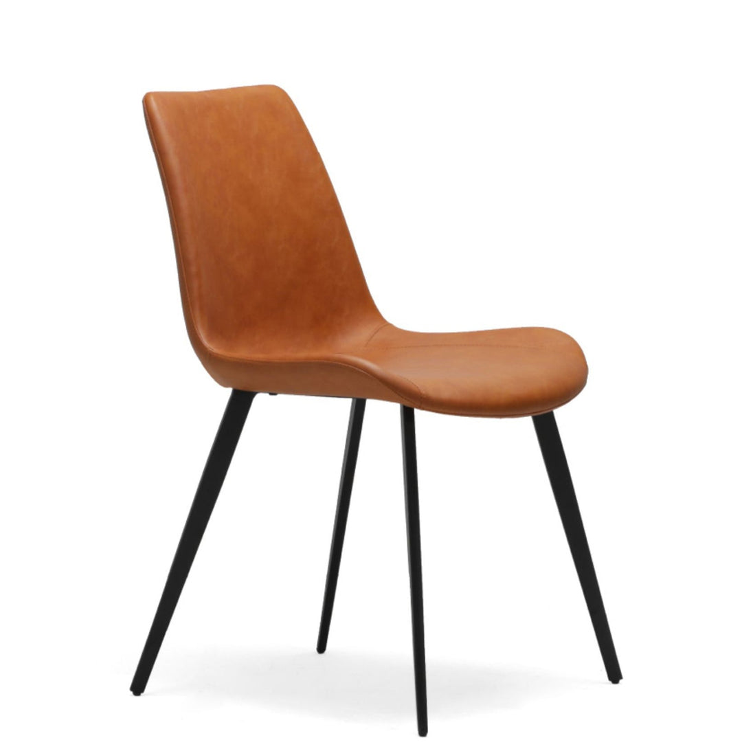 Modern leather dining chair metal man n1 in panoramic view.