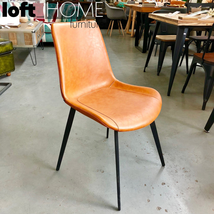 Modern leather dining chair metal man n1 primary product view.
