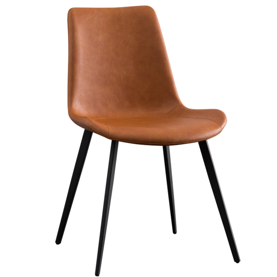 Modern leather dining chair metal man n1 in white background.