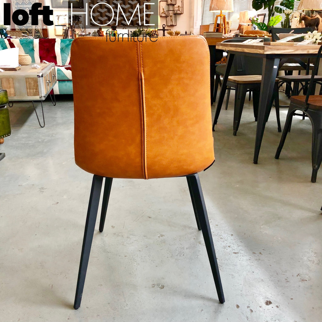 Modern leather dining chair metal man n1 in details.