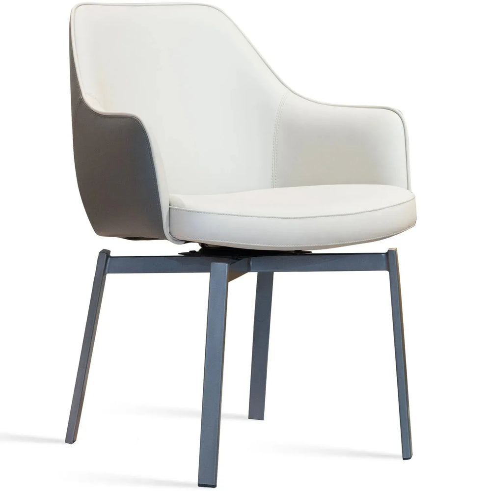 Modern leather dining chair metal man n20 in white background.