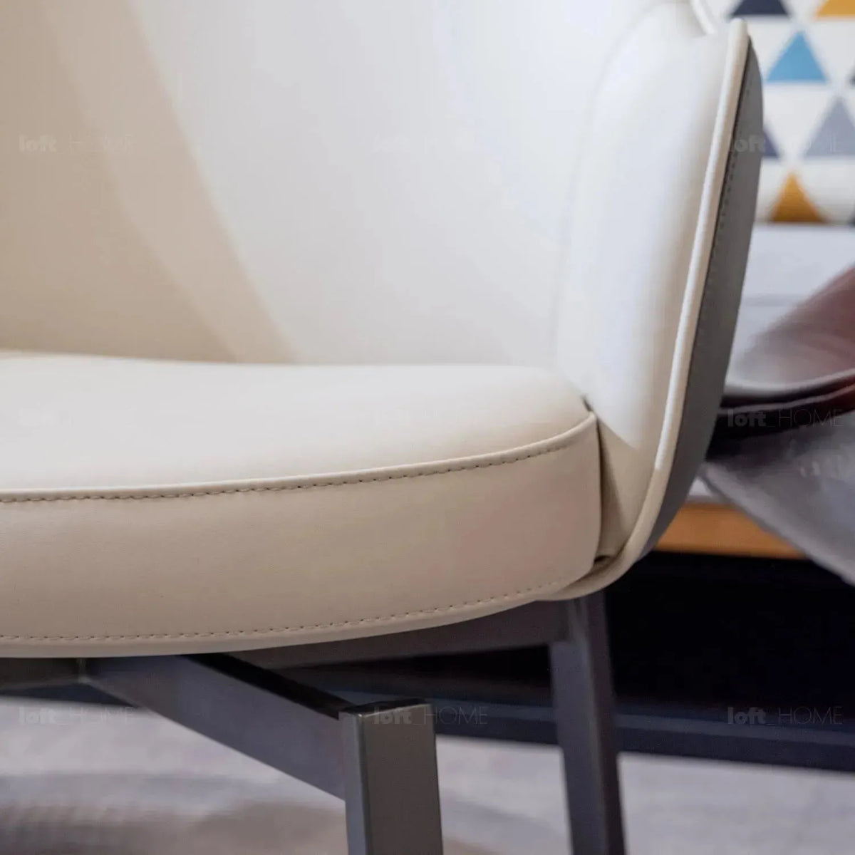 Modern fabric and leather dining chair metal man n20 in still life.