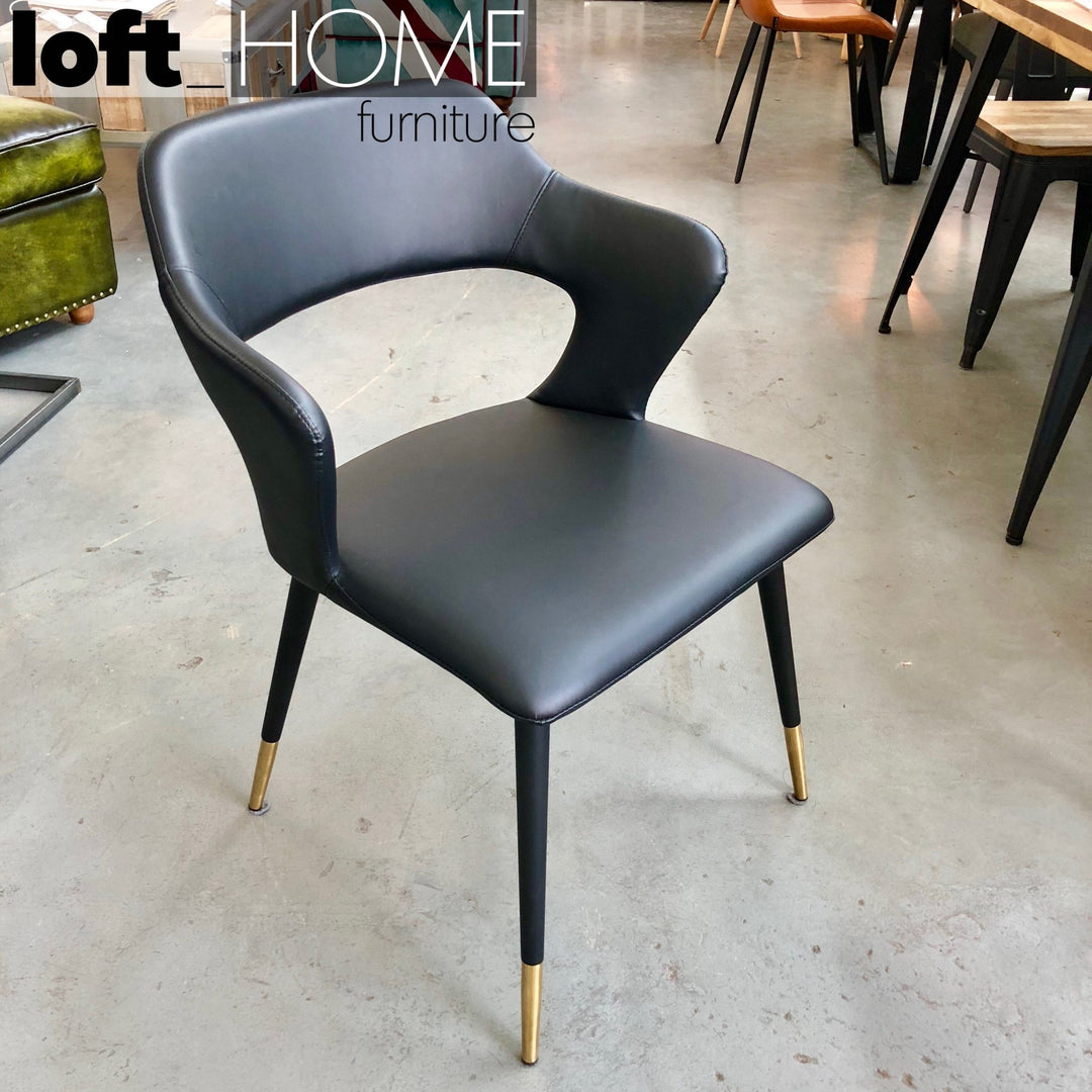 Modern leather dining chair metal man n2 in details.